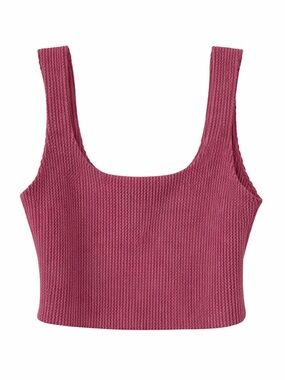Willow & Root Ribbed Crop Tank Top Pink Textured Stretch Scoop Neck NWT Size S